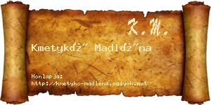 Kmetykó Madléna névjegykártya